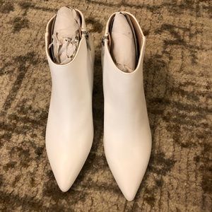 White heeled booties